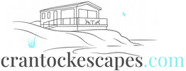Logo for Crantock Escapes with a house illustration on a white background